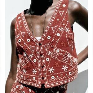 Zara Embroidered Mirror Vest